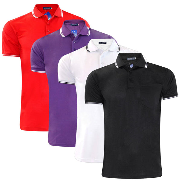 4 Pack Mens Double Tip Polo T-shirt