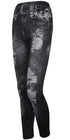 Women’s Ripped Denim Print Jeggings – High Waist Stretch Skinny Jeans with Faux Belt Design