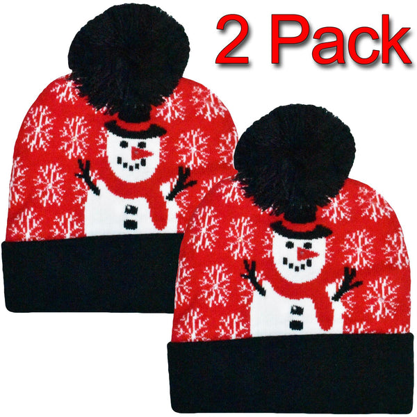 2 Pack LED Christmas Bobble Hat