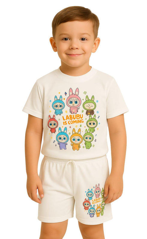 LB Kids White Shorts Set
