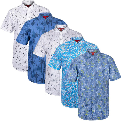 5 Pack Mens Beach Hawaiian Shirt Short Sleeve Summer Shirt