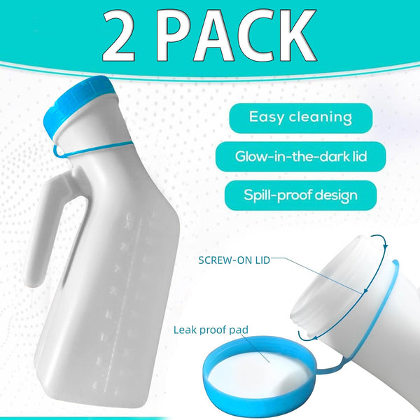2 Pack Mens Portable Urine Bottles