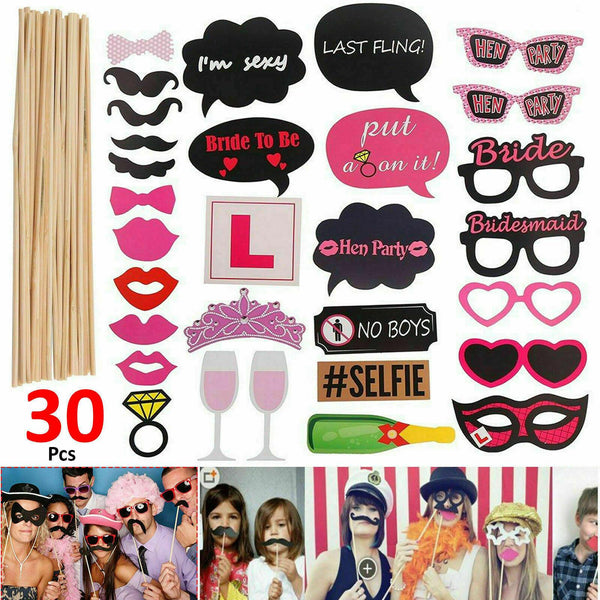 30 Pieces Colourful Hen Do Props For Photos