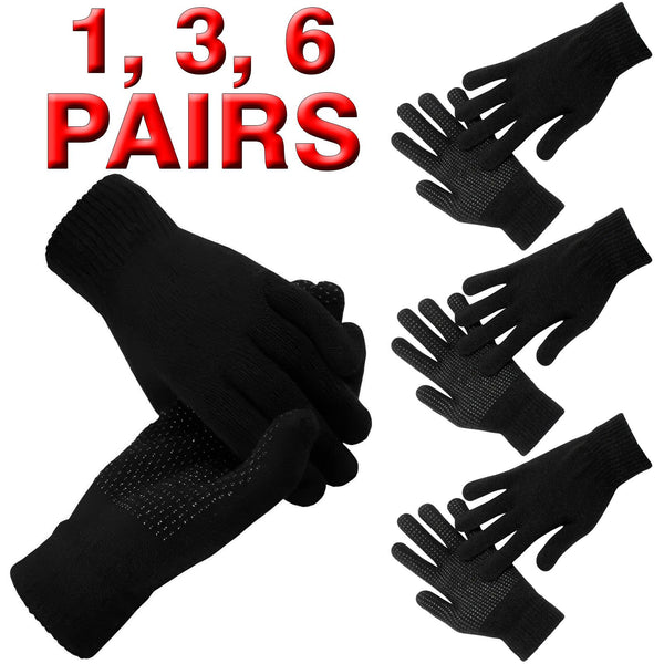 Unisex Thermal Gripper Gloves - 1/3/6 Pairs