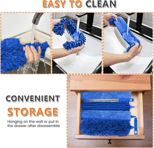 6-Piece Extendable Microfiber Duster Cleaning Kit – Telescopic Handle for Ceiling Fans, Blinds & Furniture