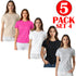 5 Pack Womens Plain Crew Neck T-Shirts