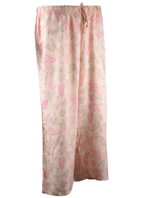Women’s Pink Butterfly Print Pajama Pants – Soft Lounge Wear with Drawstring Waist