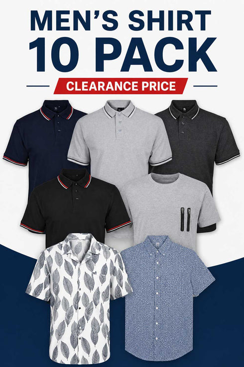10 Pack Men’s Polo, T-Shirt & Casual Shirts - From £2.99 Per Unit
