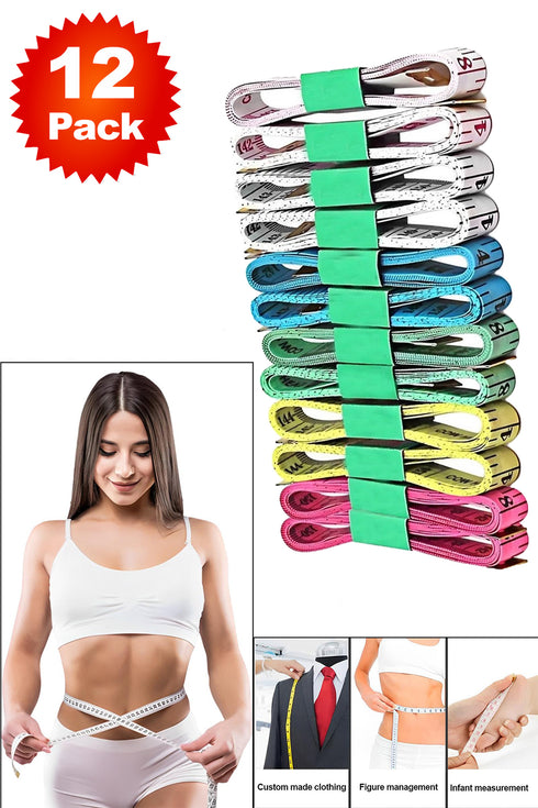 12 Pack Assorted Double Scale Measuring Tape