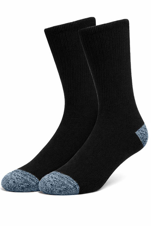 Men’s Black Work Socks with Contrast Heel & Toe – 6 or 12 Pack