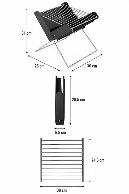 Mini Folding Tabletop Charcoal BBQ – Portable Compact Grill