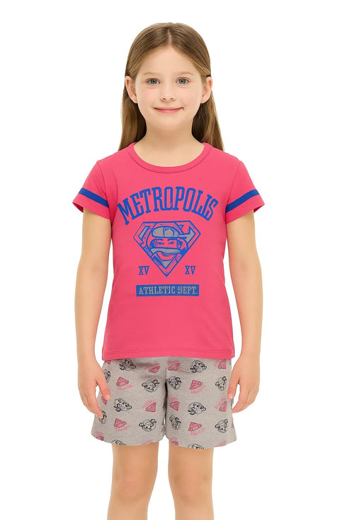 Kids Printed Short Sleeve T-shirt Shorts Set - 6 to 8 Years