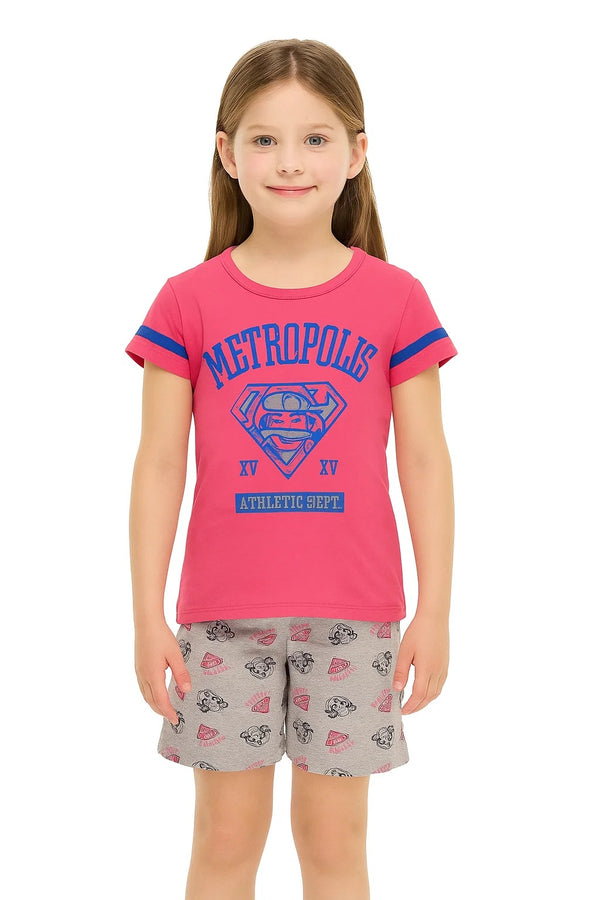 Kids Printed Short Sleeve T-shirt Shorts Set - 6 to 8 Years