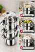 3 Tier Stainless Steel Steamer Set with Glass Lid