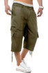Mens 3/4 Elastic Waist Cargo Shorts