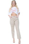 Women’s Beige Straight Leg Pants - Big Sizes