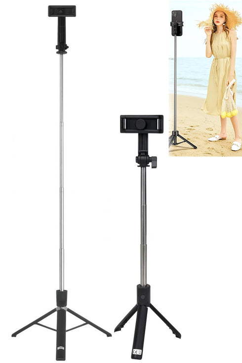 2in 1 Selfie Stick Tripod with Bluetooth - Extendable Phone Stand for Photos, Videos & Live Streaming