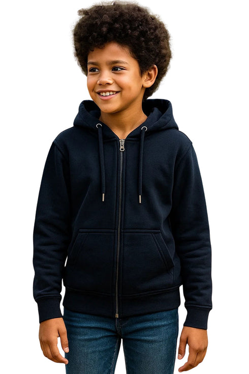 Kids Unisex Plain Zip up Hoodie - Same Cord