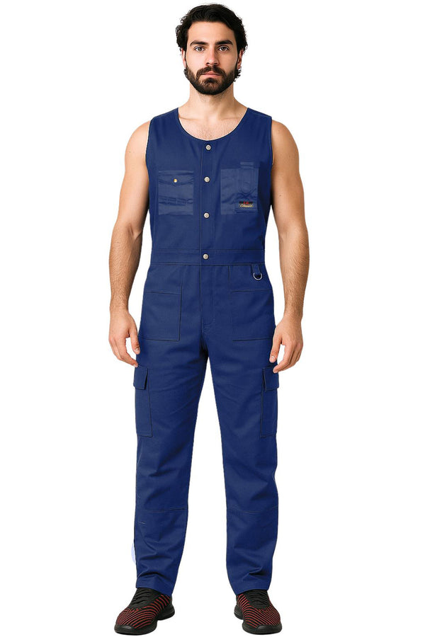 Men’s Workwear Jumpsuit – Sleeveless Utility Coverall with Multi Pockets