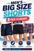 8 Pack Men’s Big Size Shorts Clearance - From £1.87 Per Unit