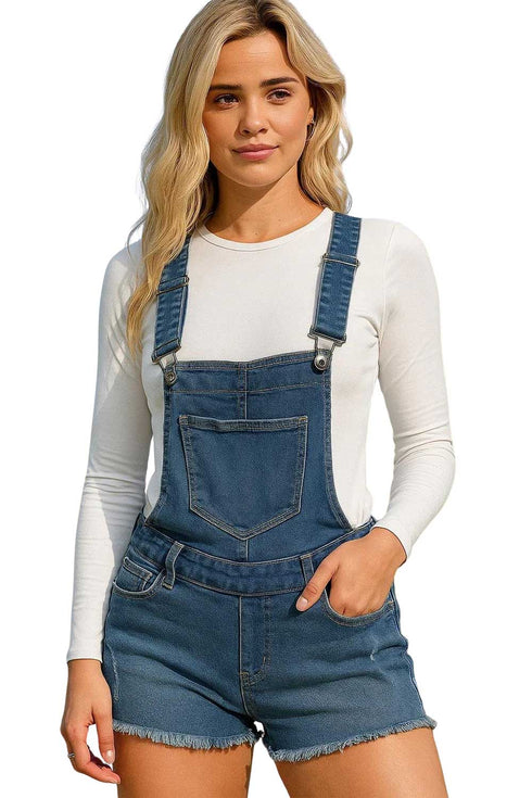 Ladies Stone Wash Denim Stretchable Dungaree