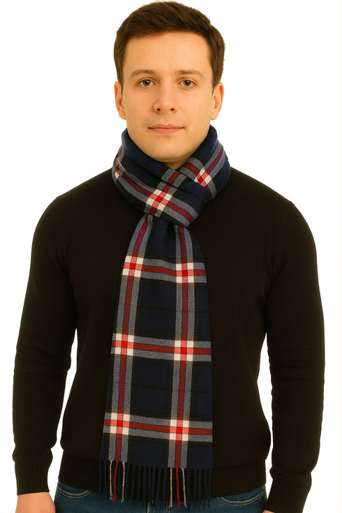 Wool Blend Muffler Scarf – Unisex Autumn Winter Knit Wrap
