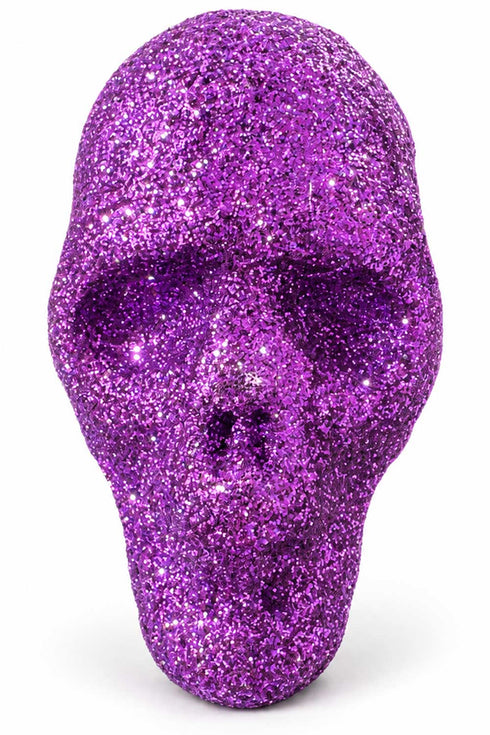 Purple Glitter Skull Decorations Multi Pack – Halloween Party Table and Shelf Decor