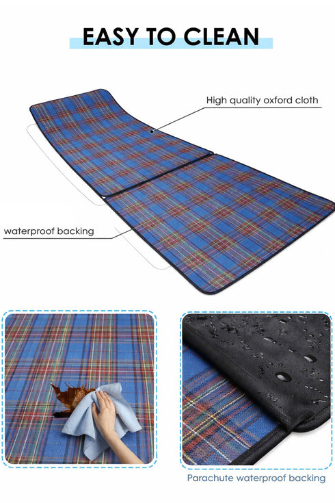 Foldable Waterproof Picnic Blanket with Handle – Large Outdoor Tartan Mat for Beach, Camping & Park