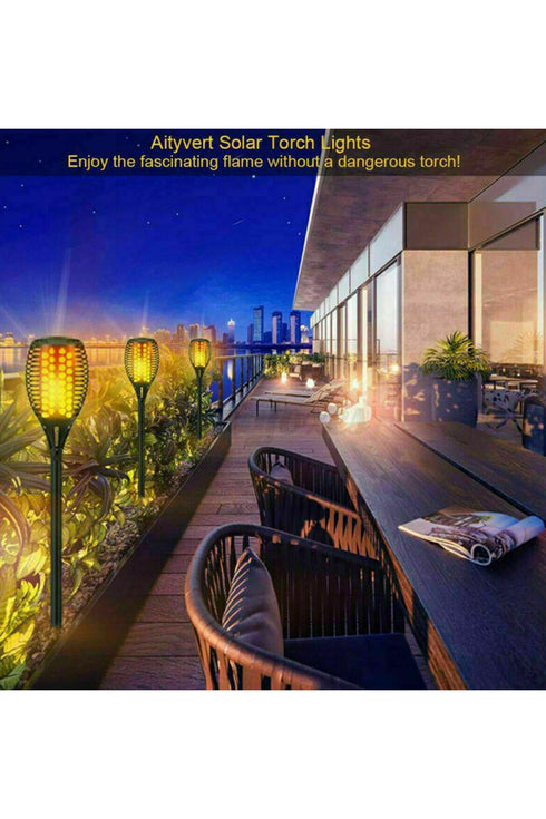 Solar Flame Torch Lights – 12 or 24 Lights Outdoor Waterproof LED Lights