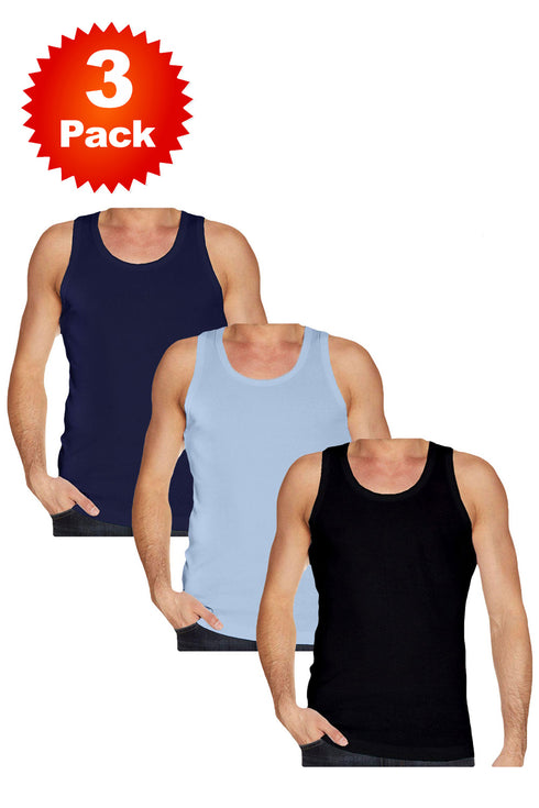 3 Pack Mens Plain Cotton Vest