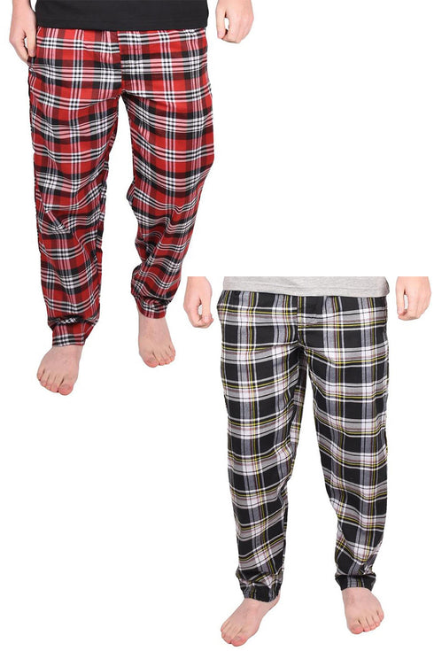 2 Pack Mens Woven Check Polycotton Pyjama