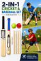 Kids Wooden Cricket & Baseball Set with Mesh Carry Bag