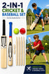 Kids Wooden Cricket & Baseball Set with Mesh Carry Bag