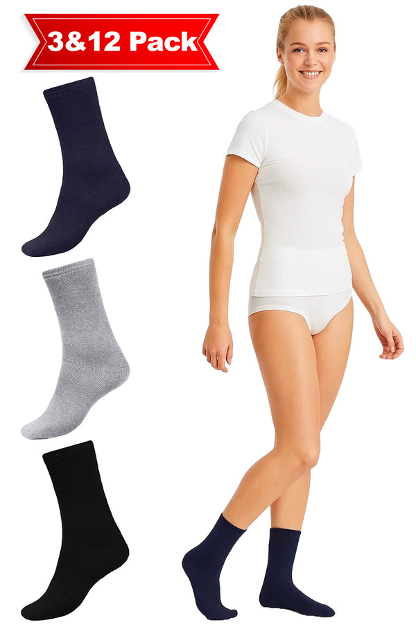Women's Thermal Winter Socks (3 & 12 Pack) – Heat Insulated, Warm & Comfortable Crew Length Socks