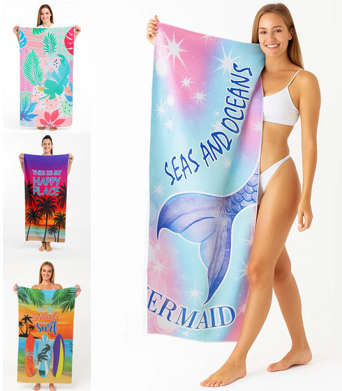 4 Pack Sand Free Beach Towel – Lightweight Quick Dry Microfiber Printed Towel