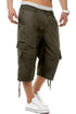 Mens 3/4 Elastic Waist Cargo Shorts