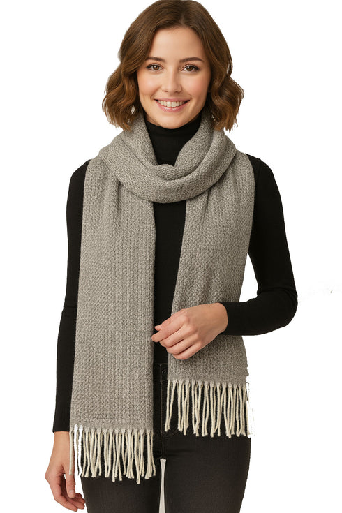 Women’s Checked Winter Scarf – Soft Tartan Blanket Wrap with Tassels