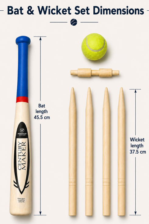 Kids Wooden Cricket & Baseball Set with Mesh Carry Bag
