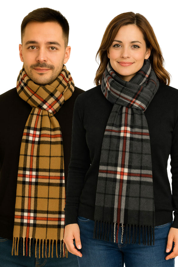 Wool Blend Muffler Scarf – Unisex Autumn Winter Knit Wrap