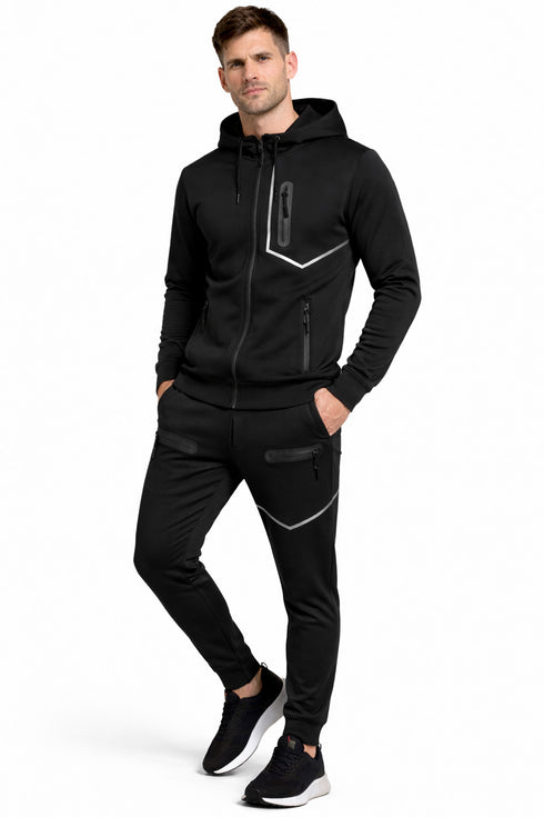 Men’s Hooded Tracksuit Set – Zip Pockets, Full-Zip Hoodie & Joggers