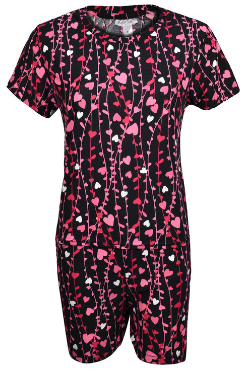 Ladies Short Sleeve Top Short Pajama Set - Pyjama Set