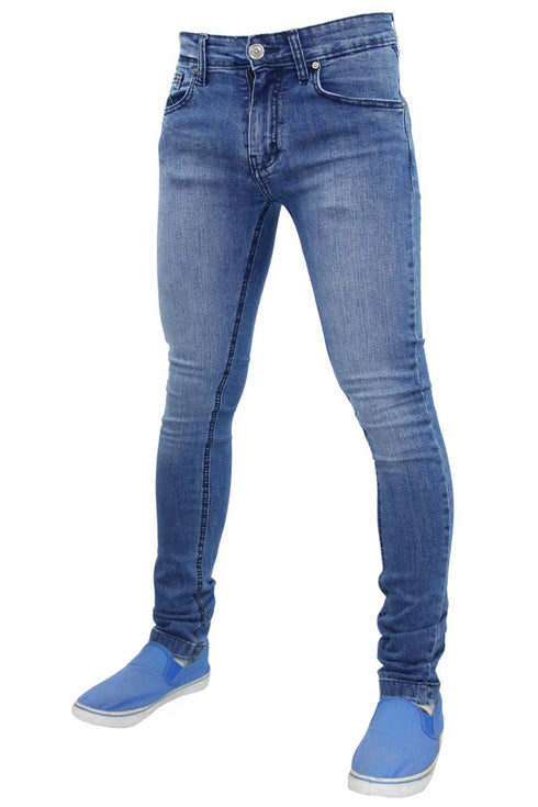 Mens Light Mid Wash Super Skinny Jeans - TF021