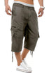 Mens 3/4 Elastic Waist Cargo Shorts