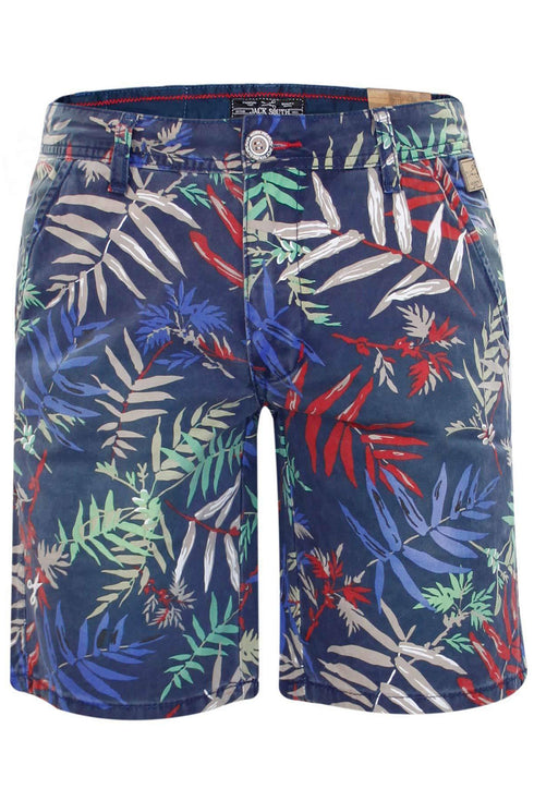 Men's Tropical Print Lounge Shorts – Navy Blue Casual Summer Wear