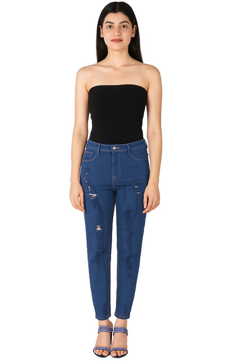 Ladies Ripped Stretch Jeans