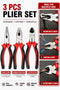 3 Piece Pliers Set – Long Nose, Combination & Wire Cutter Pliers for DIY, Electrical & Home Repairs