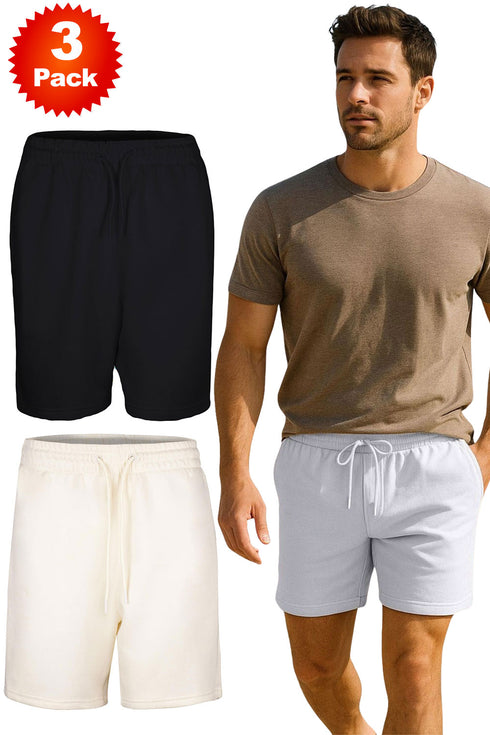 3 Pack Mens Plain Active Shorts