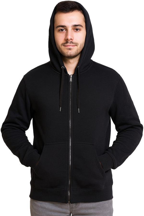 Men’s Fleece Lined Hoodie with Inner Fur – Warm Winter Zip Up Sweatshirt Jacket with Pocket