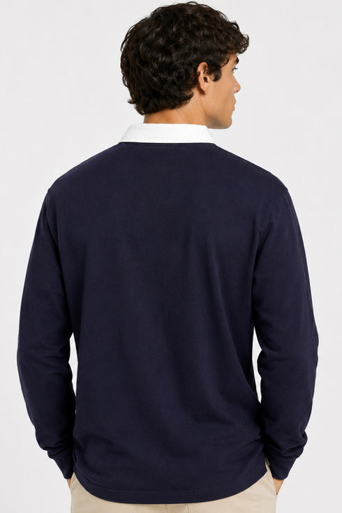 Men’s Long Sleeve Plain Rugby Polo Shirt
