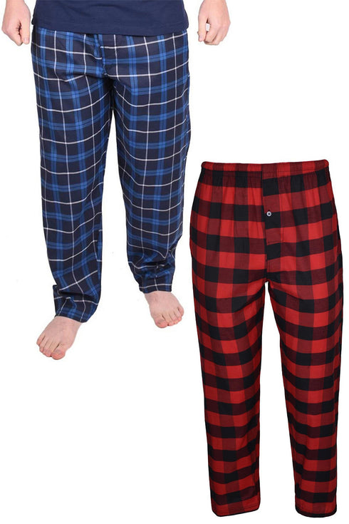 2 Pack Mens Woven Check Polycotton Pyjama